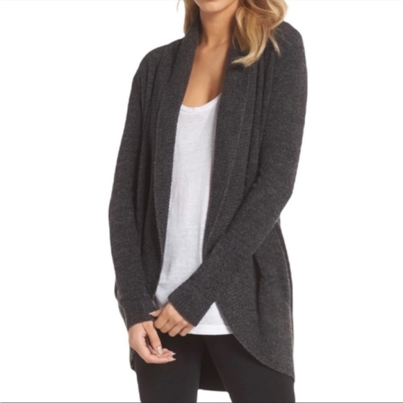 Barefoot Dreams Cozy Chic Lite Circle Cardigan Open Front Dark Gray Medium - Picture 10 of 10